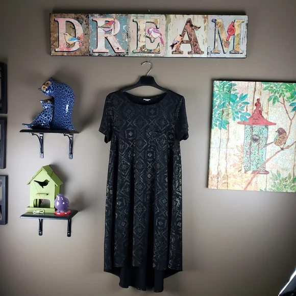 Lularoe RARE elegant gold black maxi dress large - Picture 1 of 7